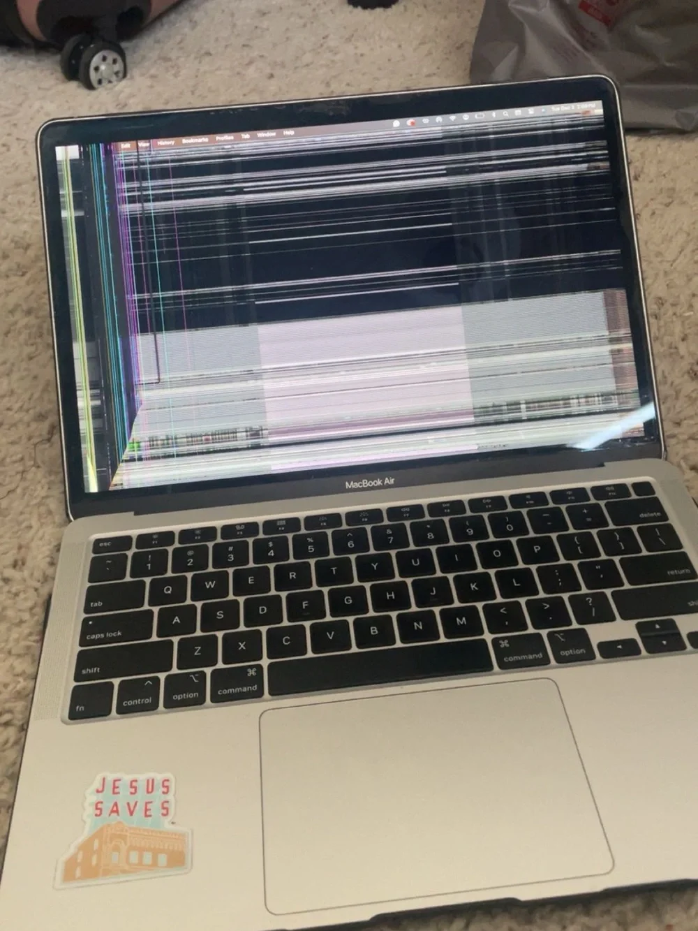 Apple Silver MacBook Top-View with Apple Logo